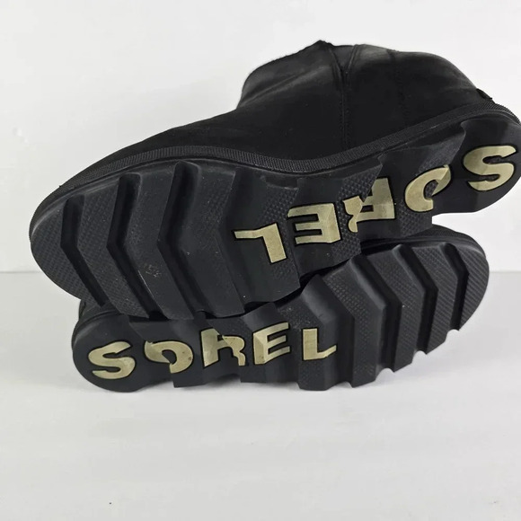 Sorel Women's Joan Of Arctic Black Leather Wedge Zip Bootie Waterproof Size 10 - Picture 15 of 16